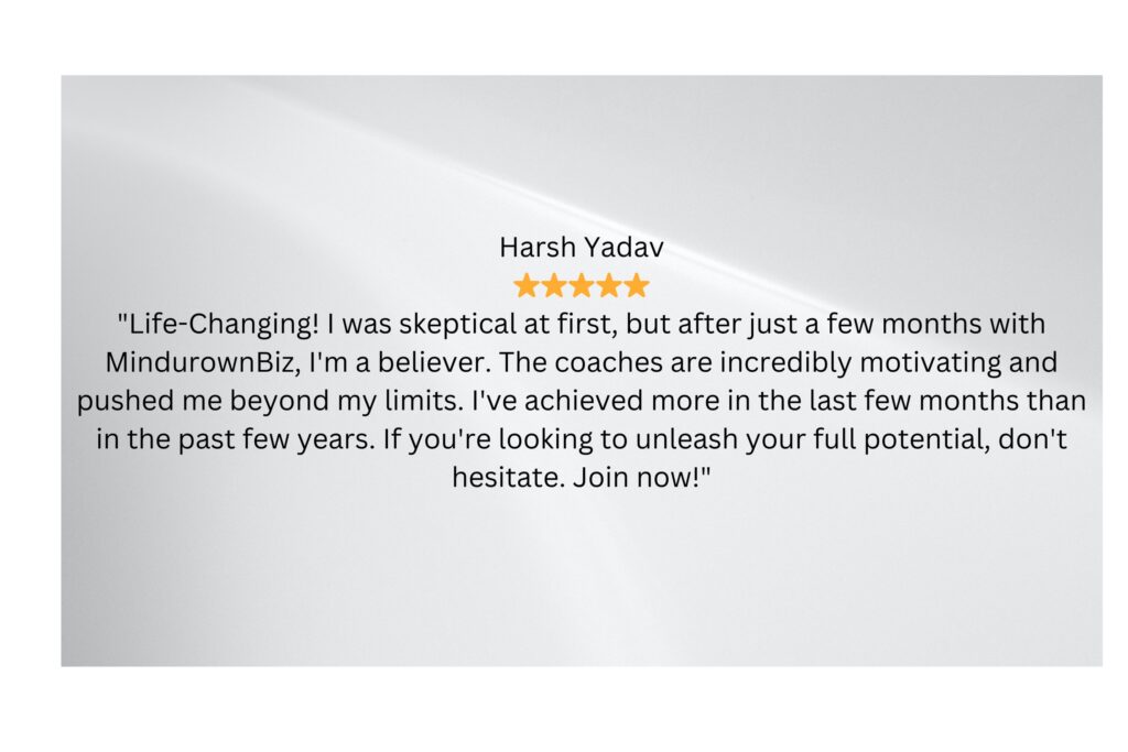 Review 1 - Sarah H. ⭐⭐⭐⭐⭐ Mind-Blowing Transformation! I was stuck in a rut for years until I stumbled upon [Your Website Name]. The coaching and resources here have catapulted me to a level of su (2)